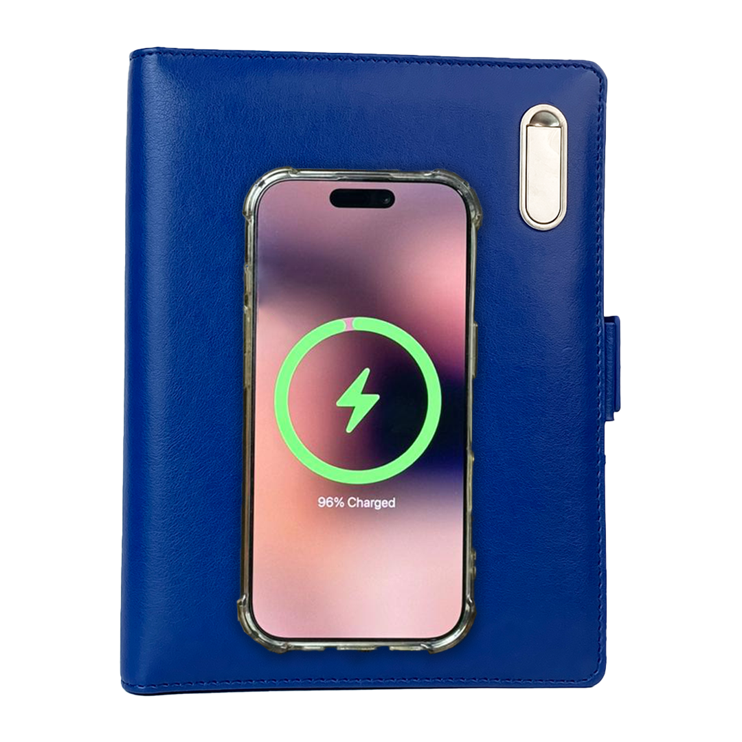 Next Gen - Smart Wireless Charging 8000 mAh Powerbank Notebook with 16 GB Pendrive - (Free Name Personalisation) - Blue