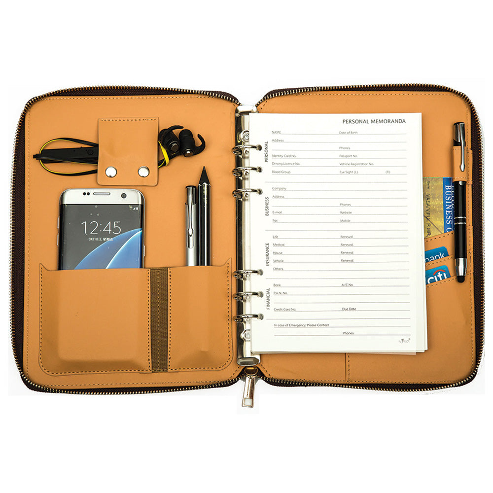 Personalised Sterling Organizer Ring Binder Notebook with Water Resistant Cover & Secure Zipper - (Free Name Personalisation) - No COD