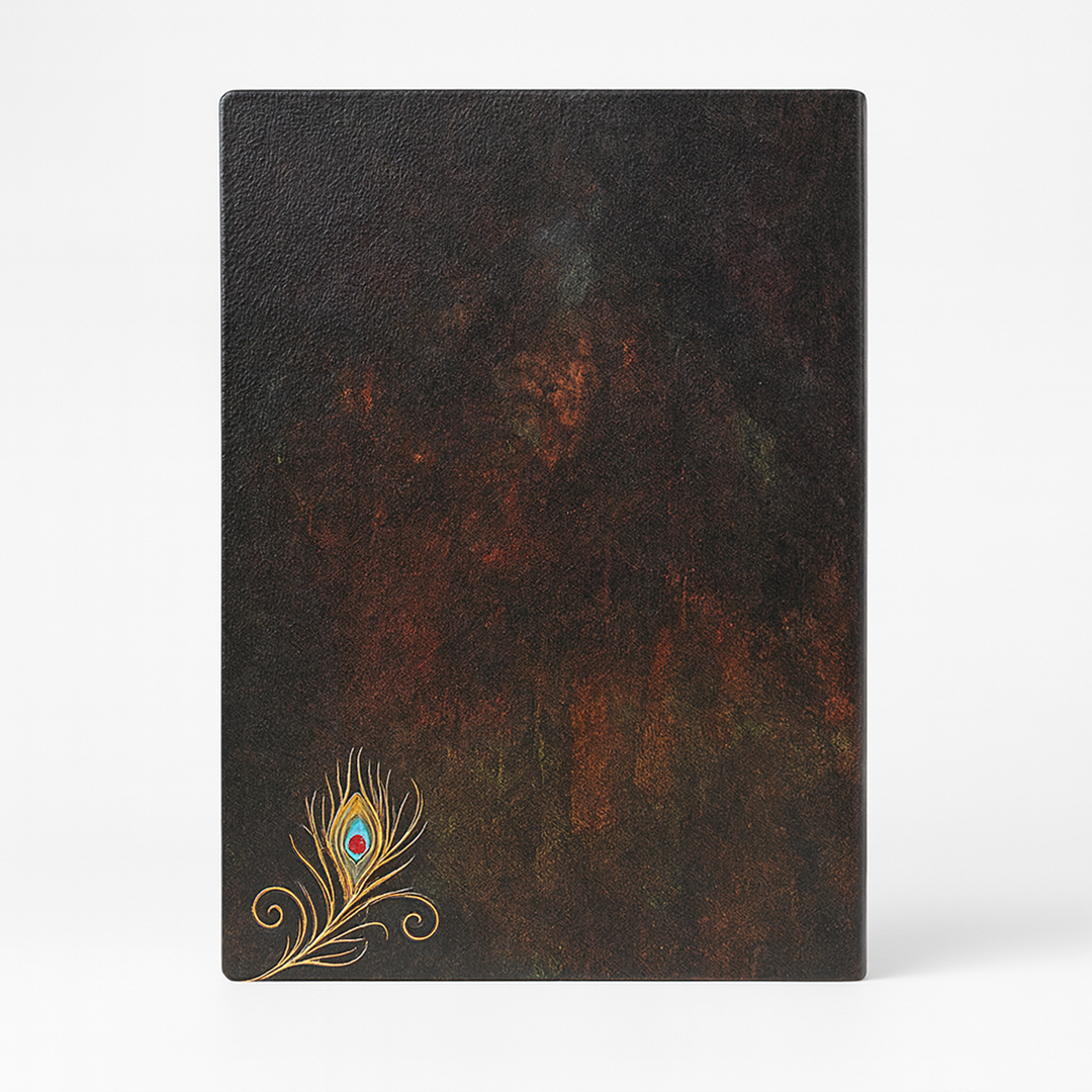 Majestic Plumage Colorful Peacock 3D Embossed Vintage Leather Journal Notebook with Rose Gold Diamond Ball Pen (Limited Edition)