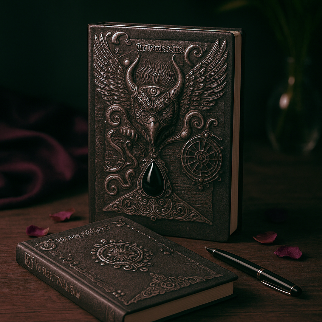 The Bull Head Silver with Blue Gem 3D Embossed Vintage Leather Journal Notebook with Golden Diamond Ball Pen (Limited Edition)