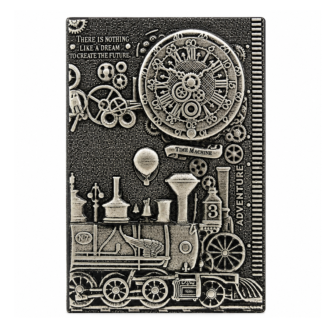 ChronoSoul – Time Machine Silver 3D Embossed Vintage Leather Journal Notebook (Limited Edition)