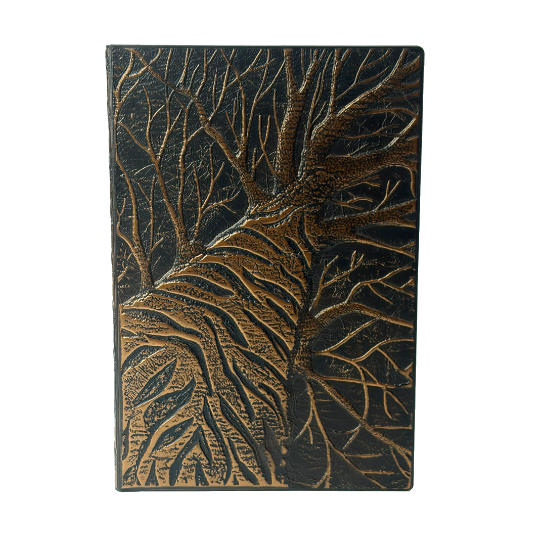 Tree Arbor – Crimson Root Edition 3D Embossed Vintage Leather Journal Notebook with Golden Diamond Ball Pen (Limited Edition)