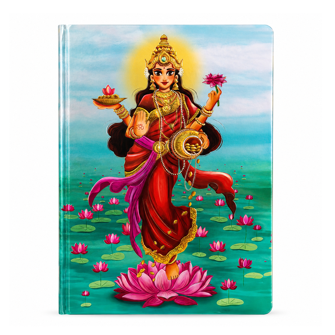 Goddess Lakshmi UV Printed 3D Embossed Illustrated Journal Notebook (Limited Edition)