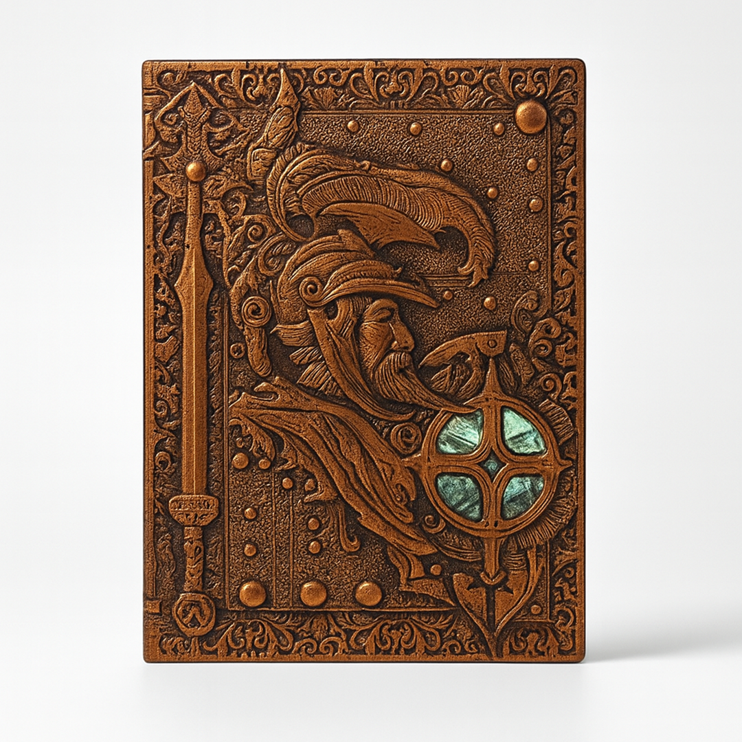 Pirates Red Copper Eternal Guardian – Knight’s Legacy 3D Embossed Vintage Leather Journal Notebook with with Rose Gold Diamond Ball Pen (Limited Edition)
