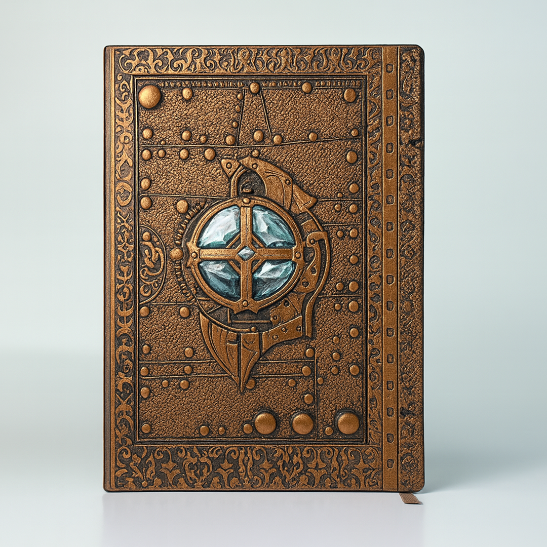 Pirates Red Copper Eternal Guardian – Knight’s Legacy 3D Embossed Vintage Leather Journal Notebook with with Rose Gold Diamond Ball Pen (Limited Edition)