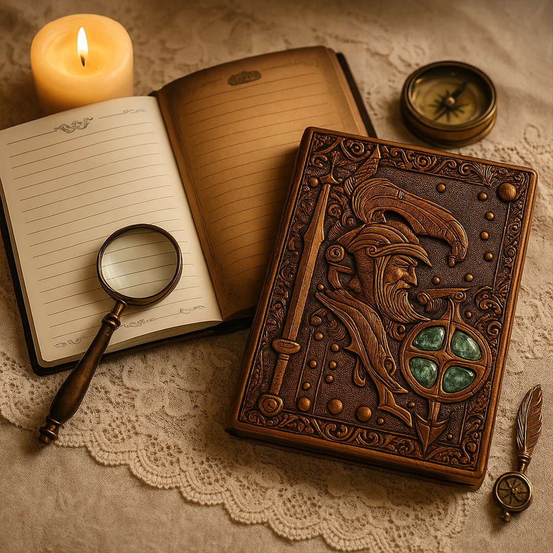 Pirates Red Copper Eternal Guardian – Knight’s Legacy 3D Embossed Vintage Leather Journal Notebook with with Rose Gold Diamond Ball Pen (Limited Edition)