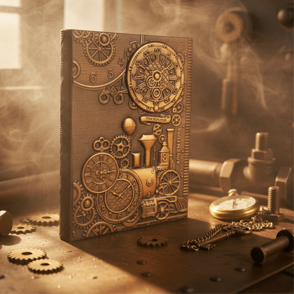 ChronoSoul – Time Machine 3D Embossed Vintage Leather Journal Notebook with Golden Diamond Ball Pen (Limited Edition)