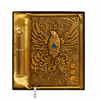 Eagle Bronze Celestial Phoenix 3D Embossed Vintage Leather Journal Notebook with Golden Diamond Ball Pen (Limited Edition)