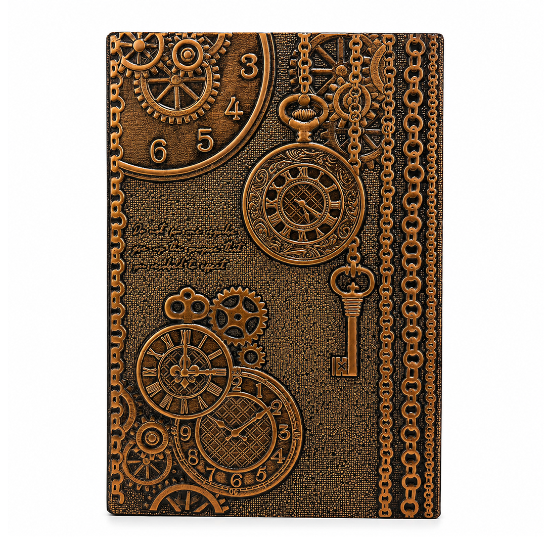 ChronoSoul – Time Machine Red Copper 3D Embossed Vintage Leather Journal Notebook (Limited Edition)