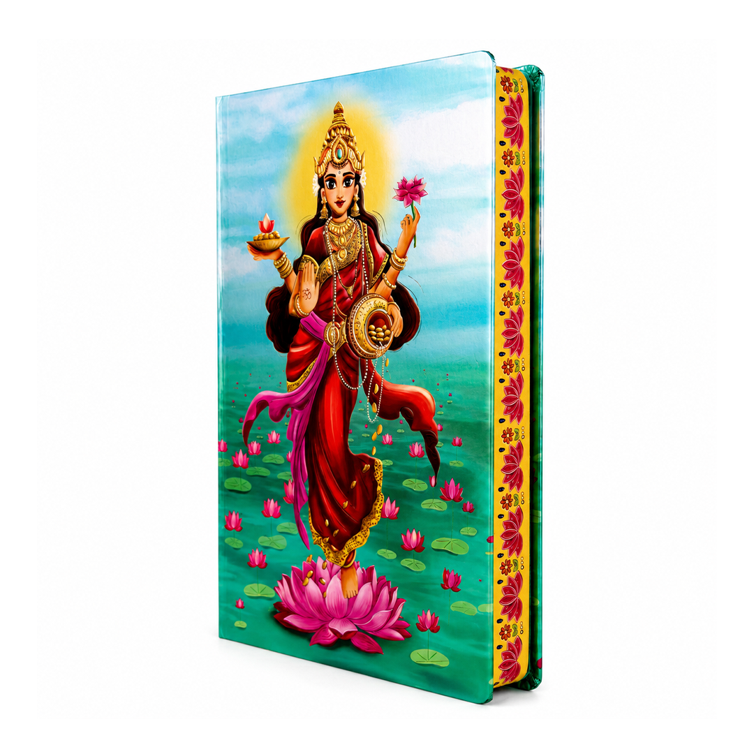 Goddess Lakshmi UV Printed 3D Embossed Illustrated Journal Notebook (Limited Edition)