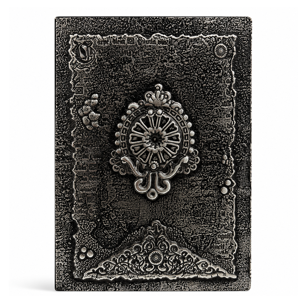 The Owl Head Silver with Blue Gem 3D Embossed Vintage Leather Journal Notebook (Limited Edition)