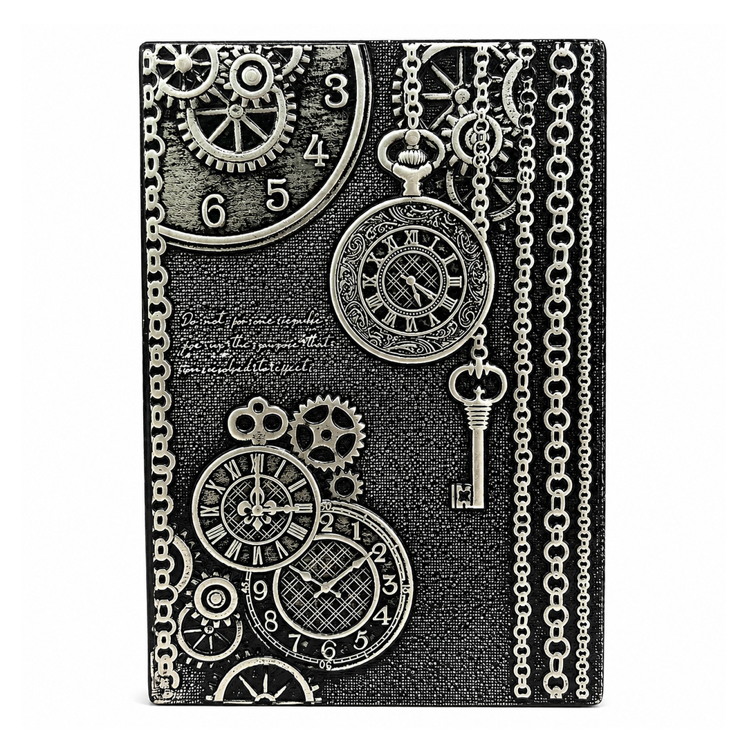 ChronoSoul – Time Machine Silver 3D Embossed Vintage Leather Journal Notebook (Limited Edition)