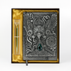 The Bull Head Silver with Blue Gem 3D Embossed Vintage Leather Journal Notebook with Golden Diamond Ball Pen (Limited Edition)
