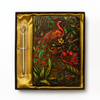 Majestic Plumage Colorful Peacock 3D Embossed Vintage Leather Journal Notebook with Rose Gold Diamond Ball Pen (Limited Edition)