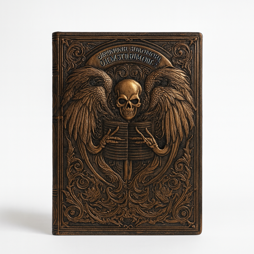 Eternal Requiem – Deathnote Guardian Skull 3D Embossed Vintage Leather Journal Notebook with Golden Diamond Ball Pen (Limited Edition)