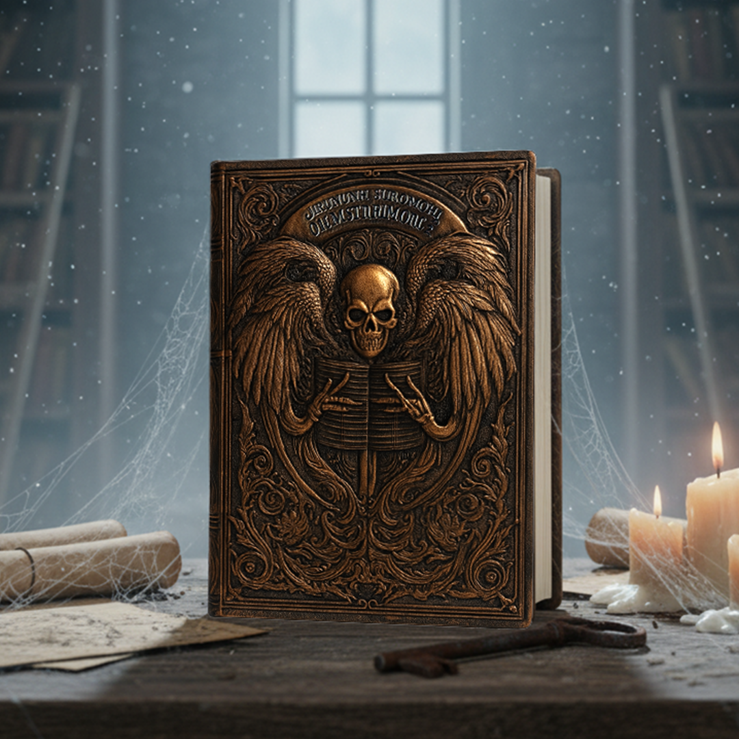 Eternal Requiem – Deathnote Guardian Skull 3D Embossed Vintage Leather Journal Notebook with Golden Diamond Ball Pen (Limited Edition)