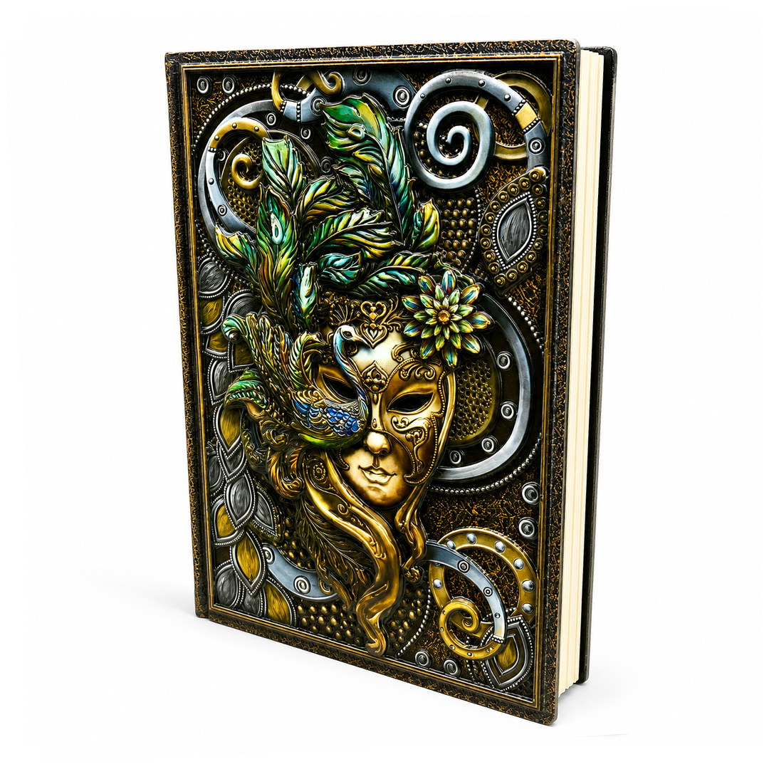 Colorful Queen Enchanted Masquerade 3D Embossed Vintage Leather Journal Notebook (Limited Edition)