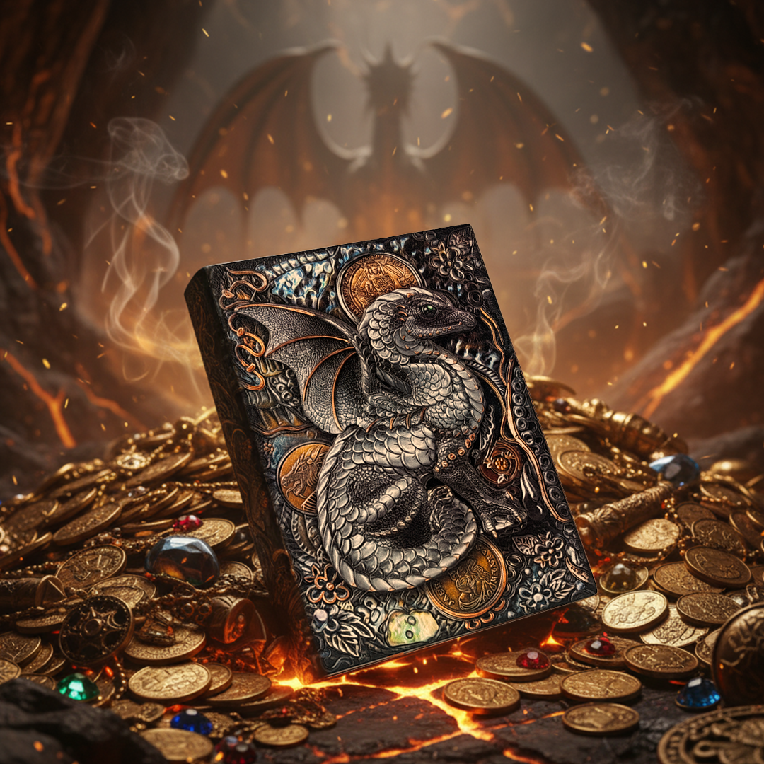 Draconic Realm – Colorful Dragon 3D Embossed Vintage Leather Journal Notebook with Golden Diamond Ball Pen (Limited Edition)