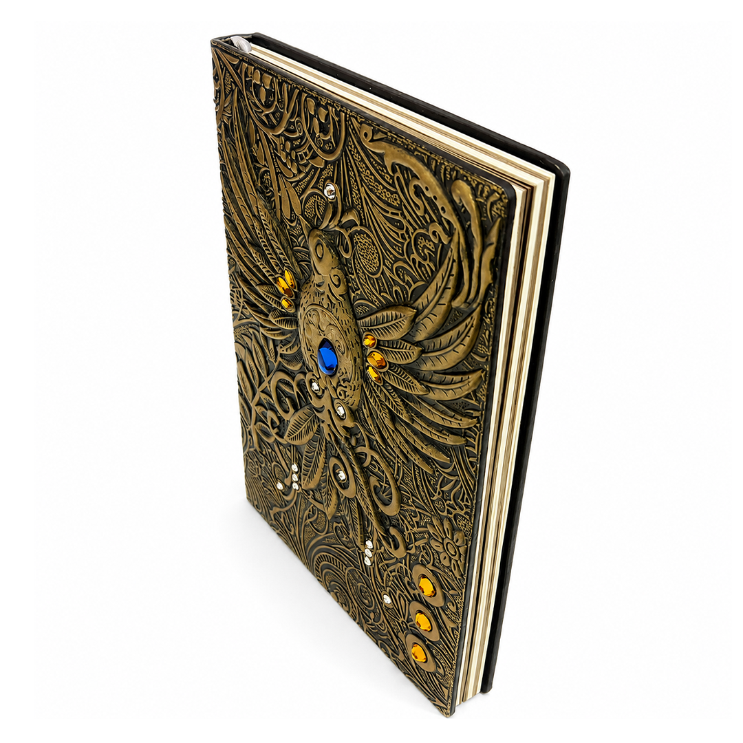 Eagle Bronze Celestial Phoenix 3D Embossed Vintage Leather Journal Notebook (Limited Edition)