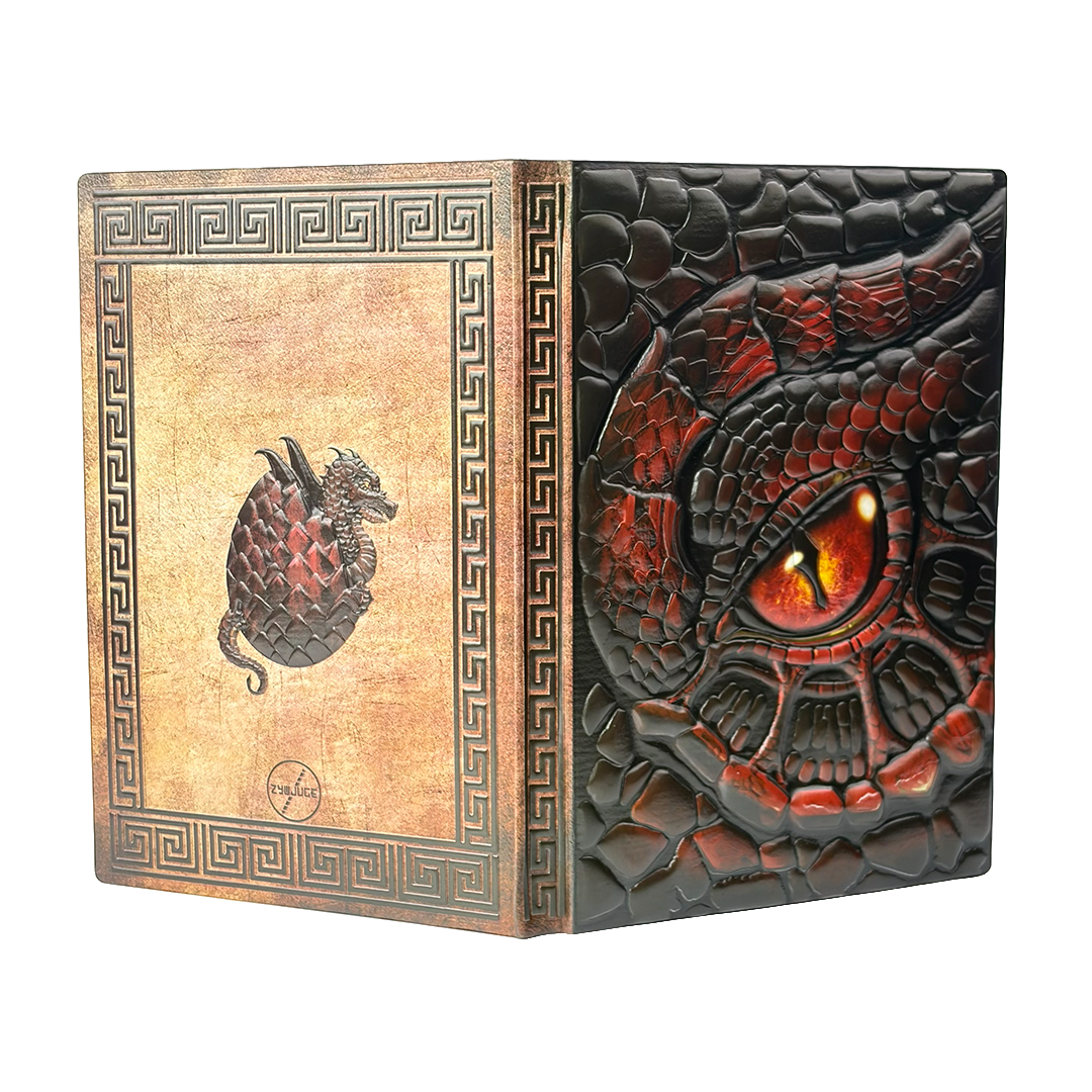 Abyssal Gaze – Fiery Turtle Eye Red 3D Embossed Vintage Leather Journal Notebook with Golden Diamond Ball Pen (Limited Edition)