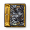 Draconic Realm – Colorful Dragon 3D Embossed Vintage Leather Journal Notebook with Golden Diamond Ball Pen (Limited Edition)