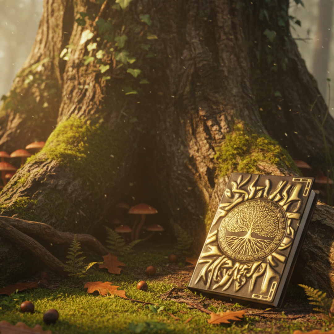 Eternal Radiance – Sun Tree 3D Embossed Vintage Leather Journal Notebook with Golden Diamond Ball Pen (Limited Edition)