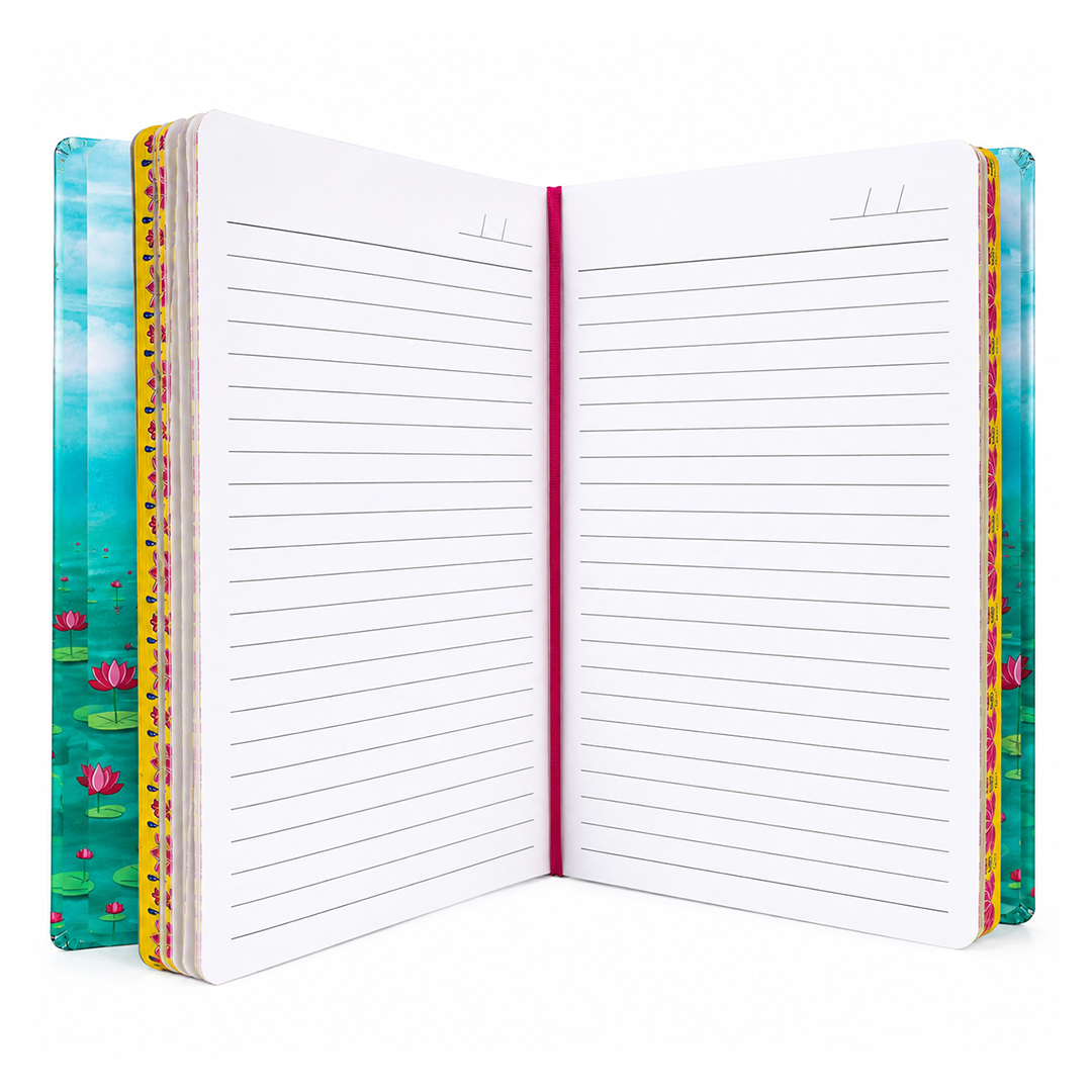 Goddess Lakshmi UV Printed 3D Embossed Illustrated Journal Notebook (Limited Edition)