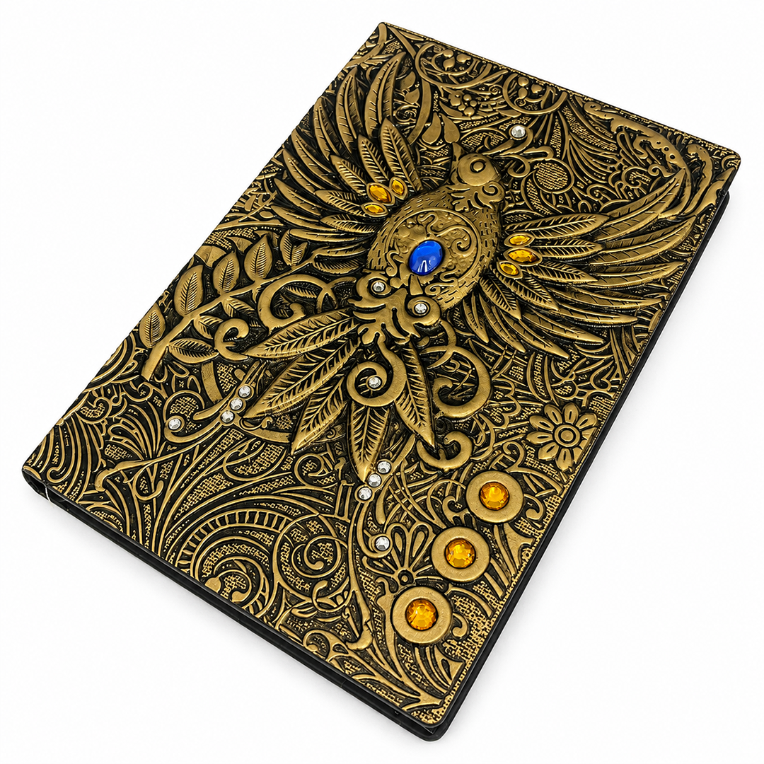Eagle Bronze Celestial Phoenix 3D Embossed Vintage Leather Journal Notebook (Limited Edition)