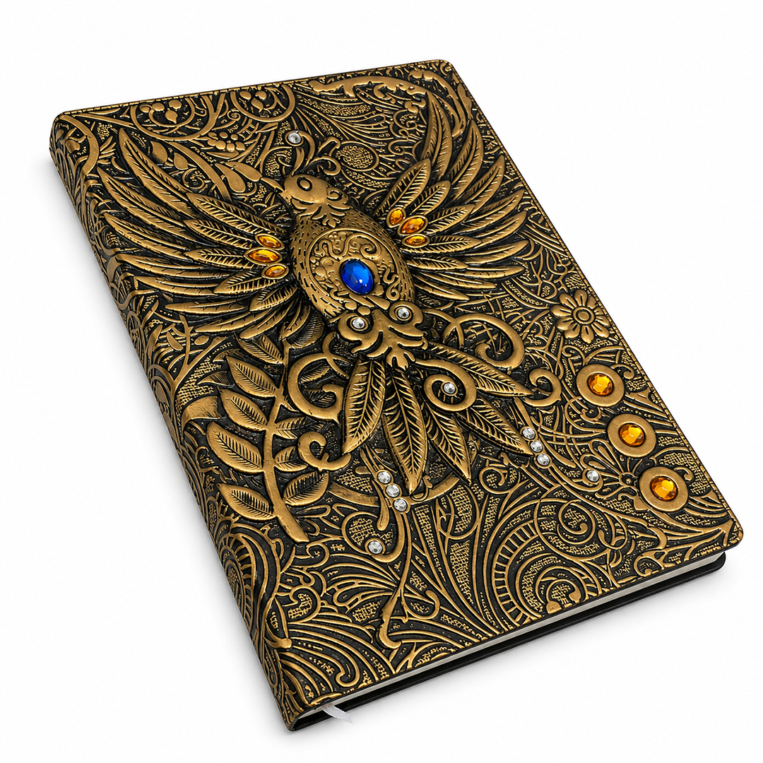 Eagle Bronze Celestial Phoenix 3D Embossed Vintage Leather Journal Notebook (Limited Edition)