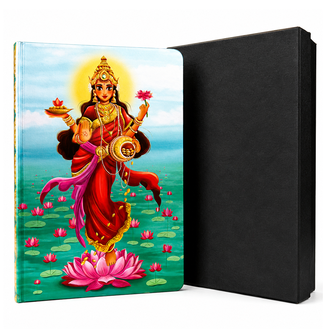 Goddess Lakshmi UV Printed 3D Embossed Illustrated Journal Notebook (Limited Edition)