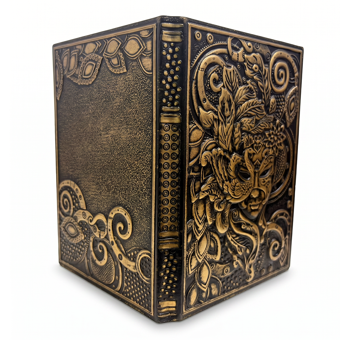 Bronze Queen Enchanted Masquerade 3D Embossed Vintage Leather Journal Notebook (Limited Edition)