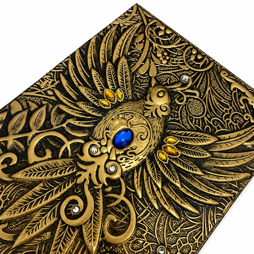 Eagle Bronze Celestial Phoenix 3D Embossed Vintage Leather Journal Notebook (Limited Edition)