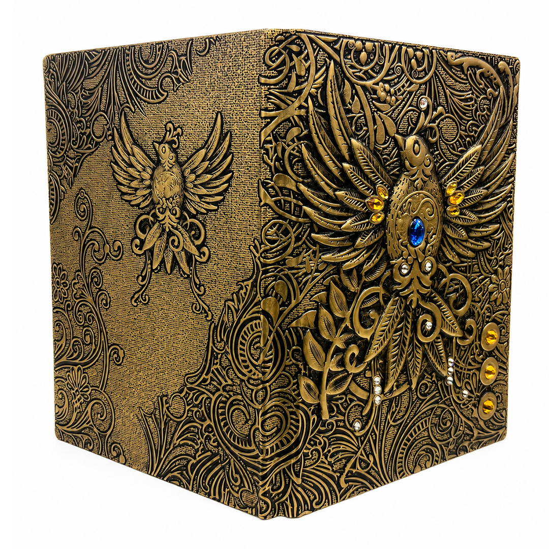 Eagle Bronze Celestial Phoenix 3D Embossed Vintage Leather Journal Notebook (Limited Edition)