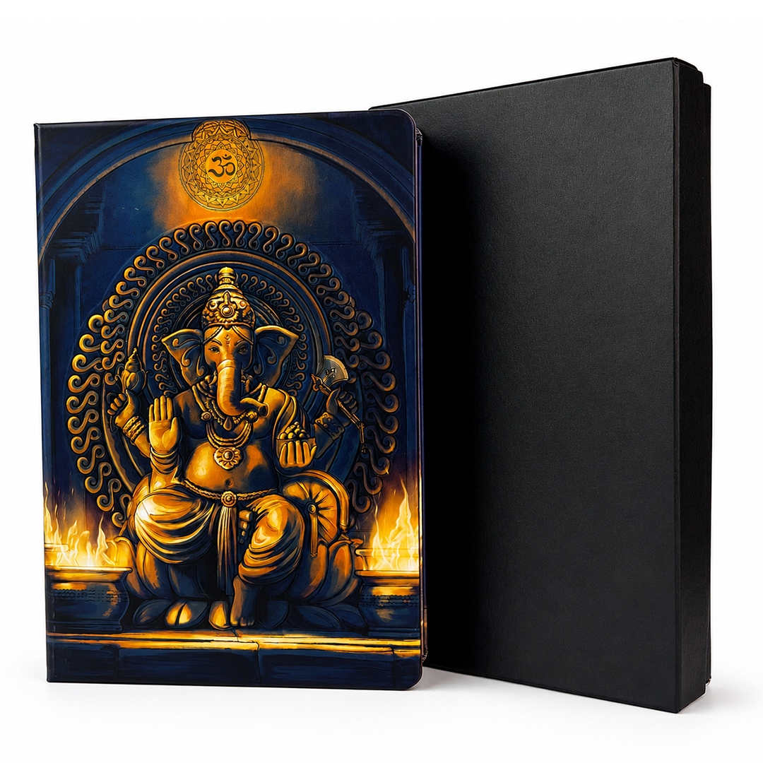 Ganpati Bappa UV Printed 3D Embossed Illustrated Journal Notebook (Limited Edition)