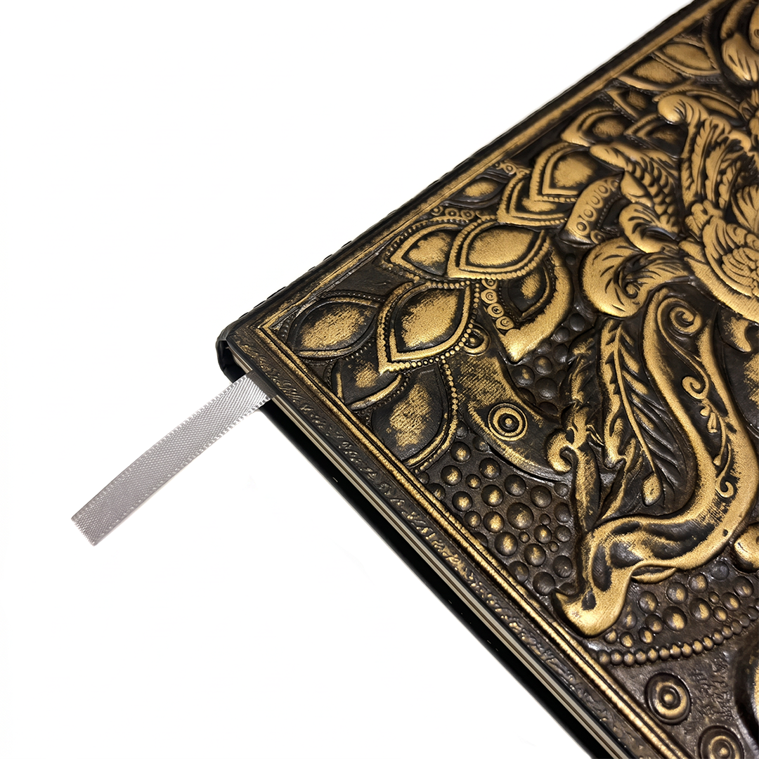 Bronze Queen Enchanted Masquerade 3D Embossed Vintage Leather Journal Notebook (Limited Edition)
