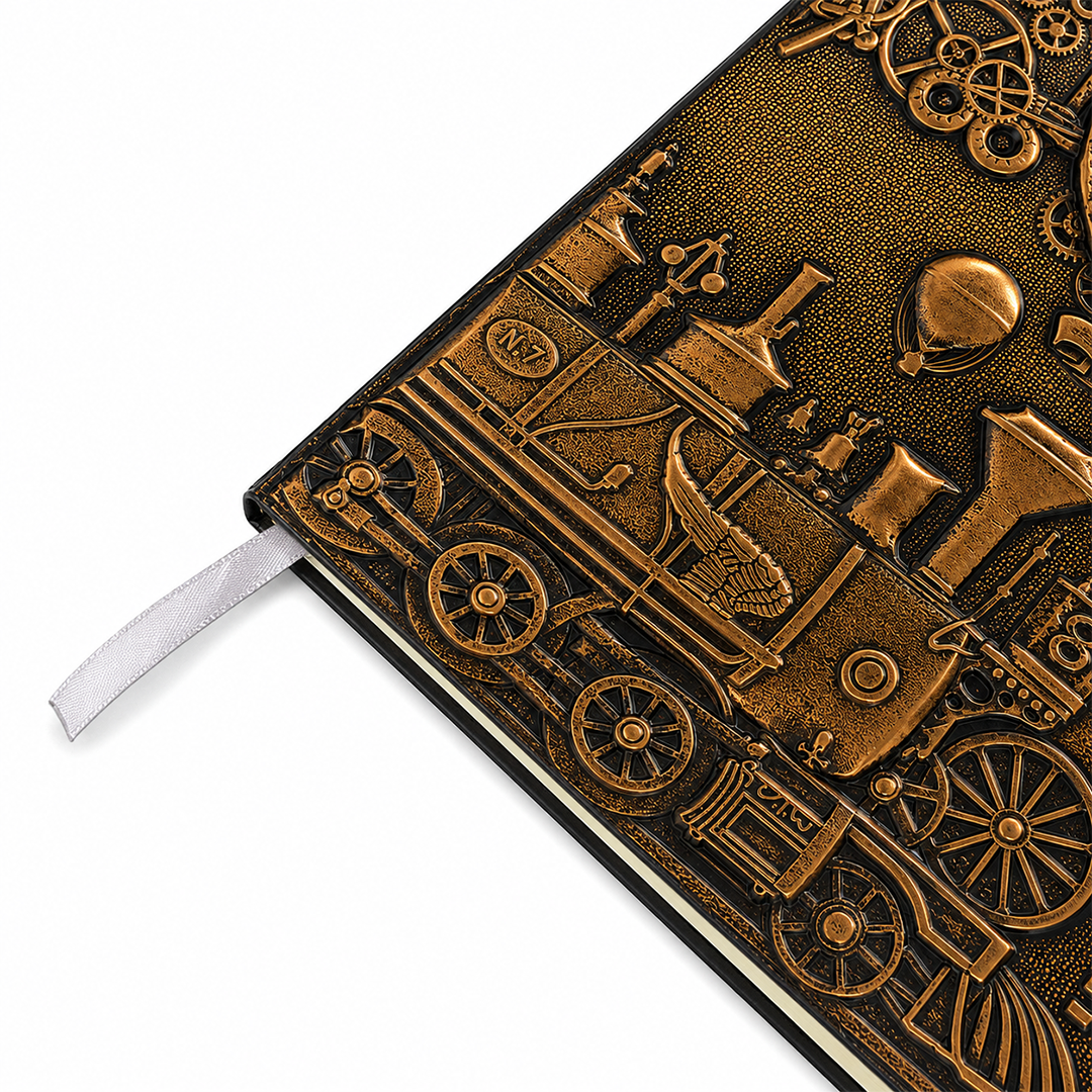 ChronoSoul – Time Machine Red Copper 3D Embossed Vintage Leather Journal Notebook (Limited Edition)