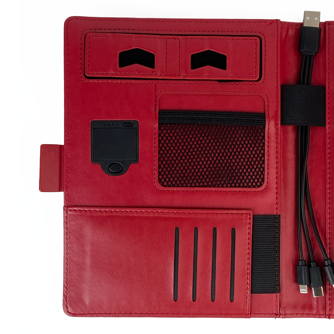 Next Gen - Smart Wireless Charging 8000 mAh Powerbank Notebook with 16 GB Pendrive - (Free Name Personalisation) - Red