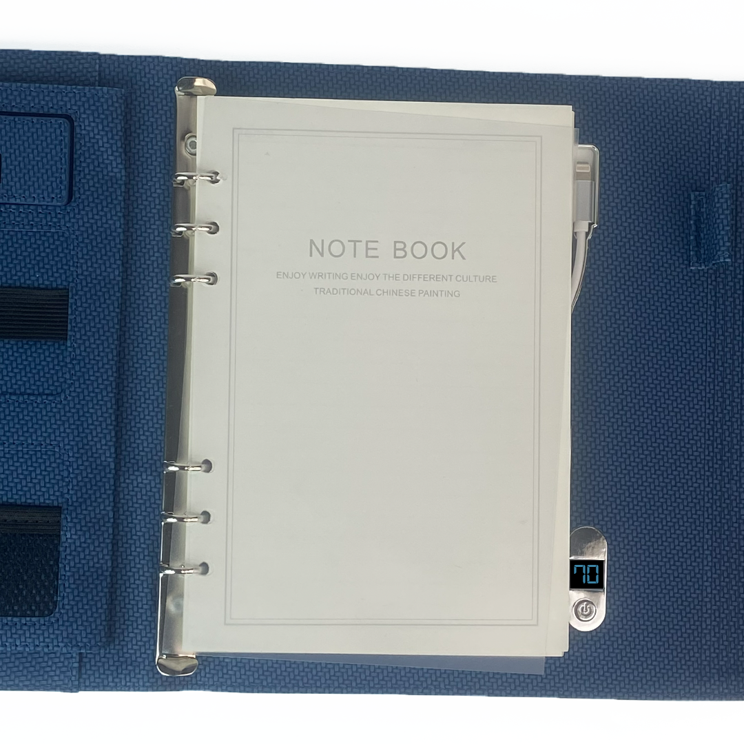Sparq Smart – Wireless Charging Powerbank Ringbinder Notebook - Navy Blue