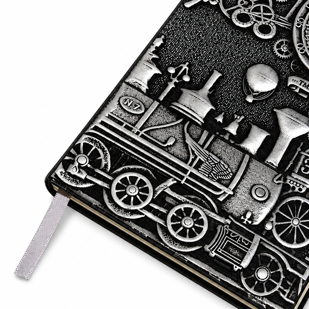 ChronoSoul – Time Machine Silver 3D Embossed Vintage Leather Journal Notebook (Limited Edition)
