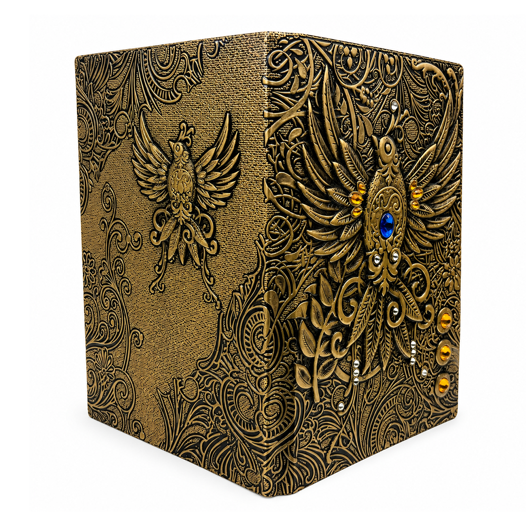 Eagle Bronze Celestial Phoenix 3D Embossed Vintage Leather Journal Notebook (Limited Edition)