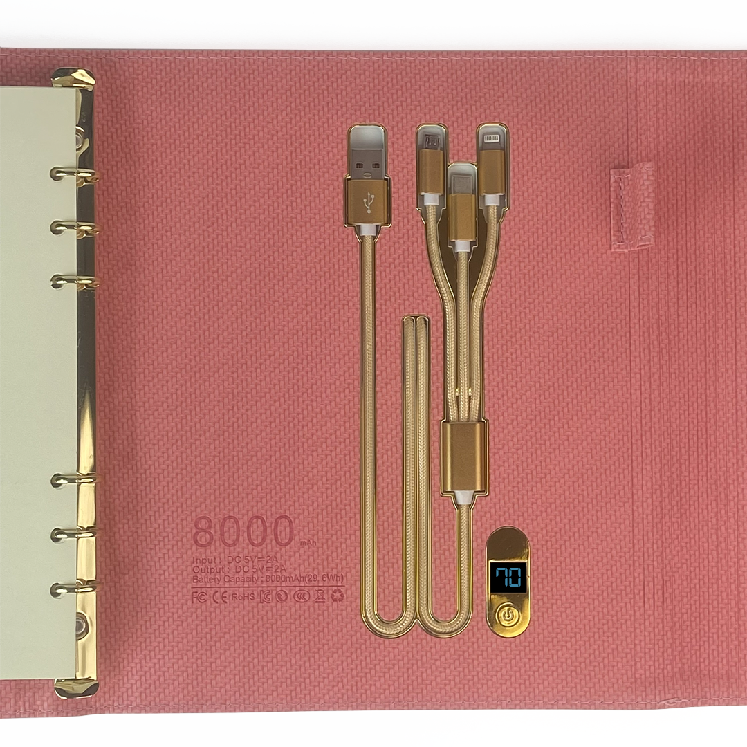 Sparq Smart – Wireless Charging Powerbank Ringbinder Notebook - Pink