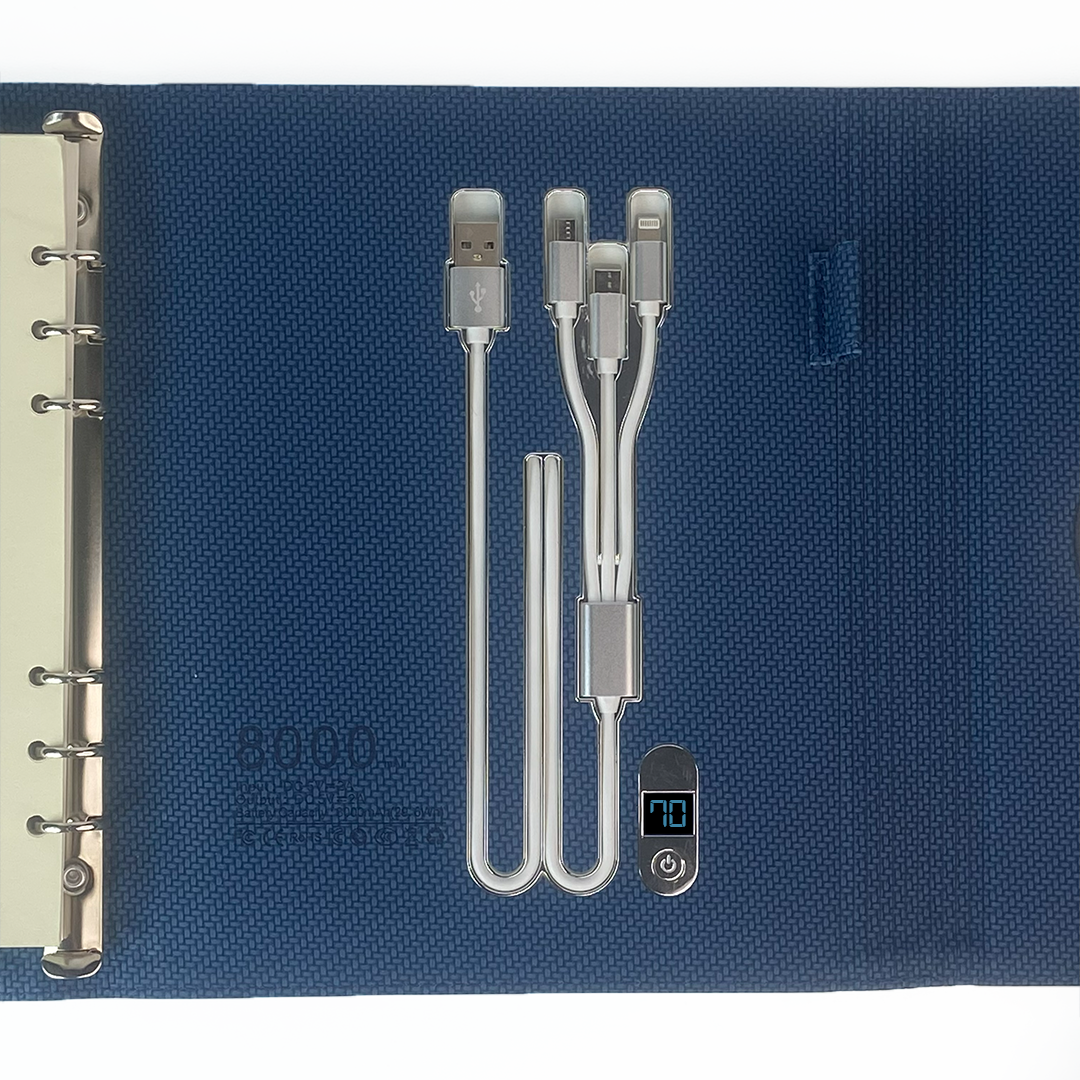 Sparq Smart – Wireless Charging Powerbank Ringbinder Notebook - Navy Blue