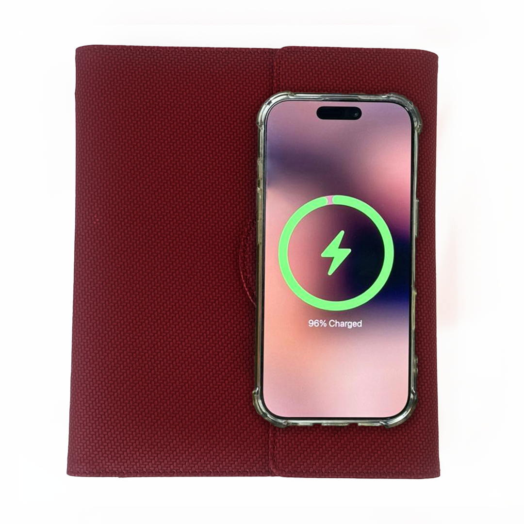 Sparq Smart – Wireless Charging Powerbank Ringbinder Notebook - Burgundy