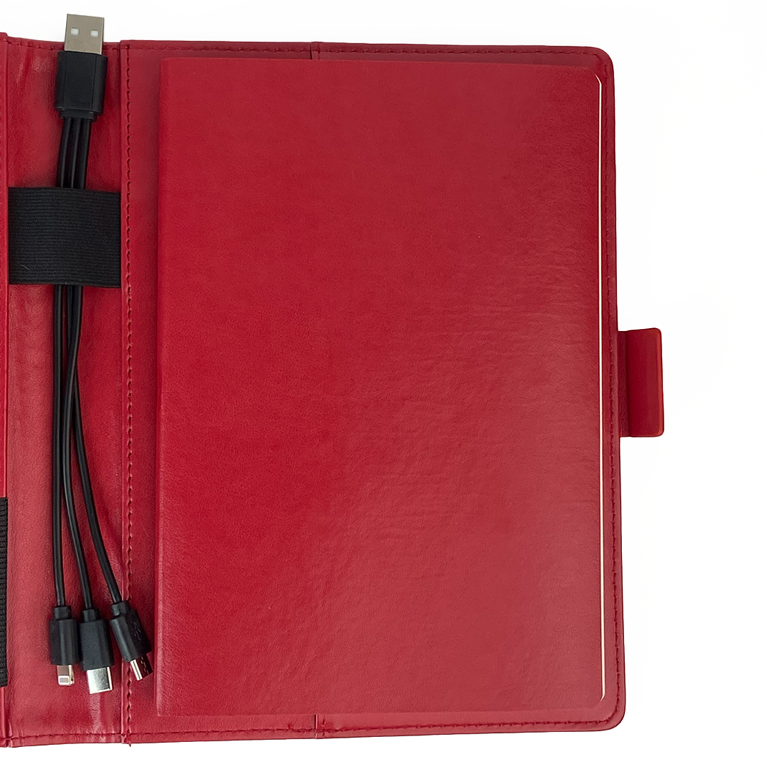 Next Gen - Smart Wireless Charging 8000 mAh Powerbank Notebook with 16 GB Pendrive - (Free Name Personalisation) - Red