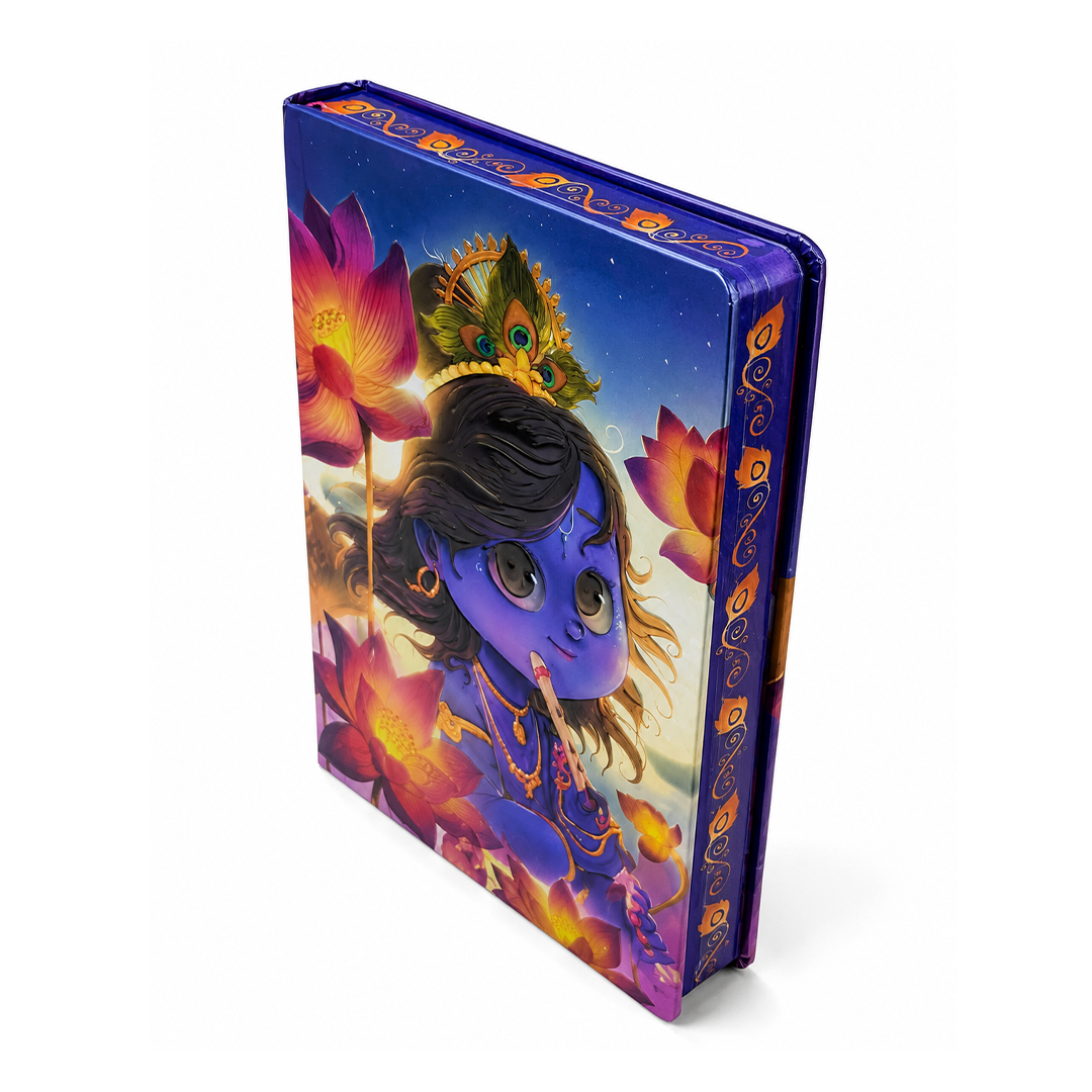 Cute Krishna UV Printed 3D Embossed Illustrated Journal Notebook (Limited Edition)