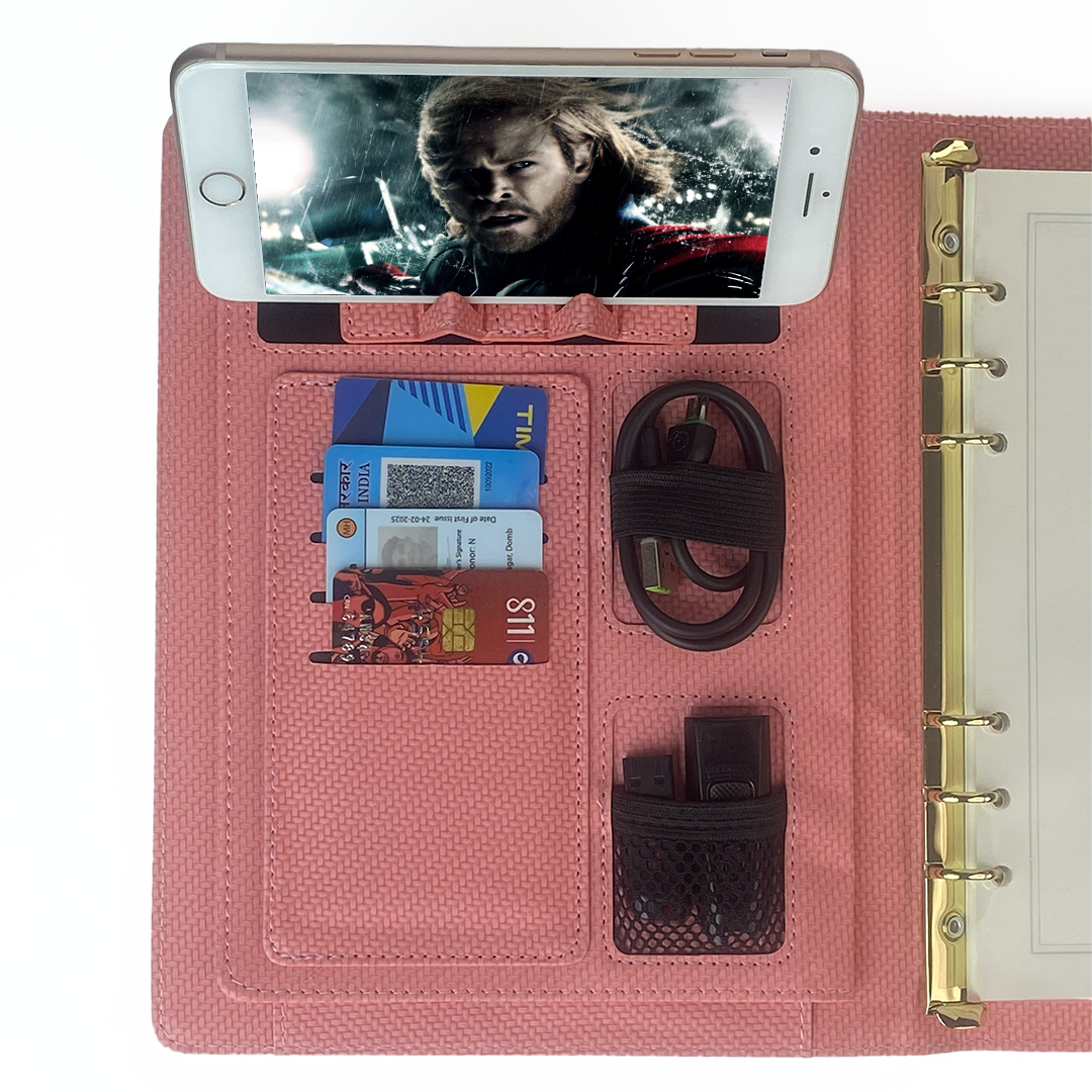 Sparq Smart – Wireless Charging Powerbank Ringbinder Notebook - Pink