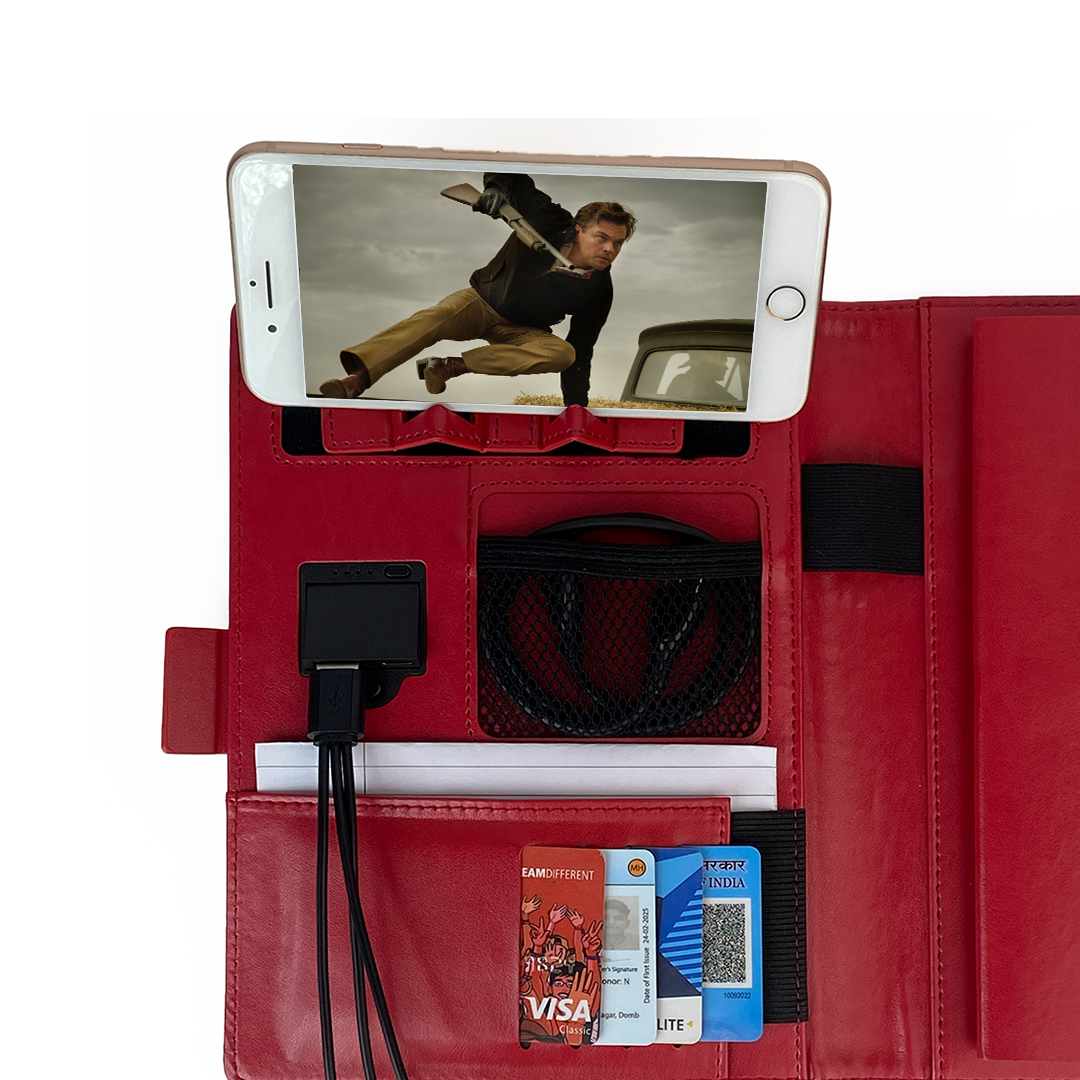 Next Gen - Smart Wireless Charging 8000 mAh Powerbank Notebook with 16 GB Pendrive - (Free Name Personalisation) - Red