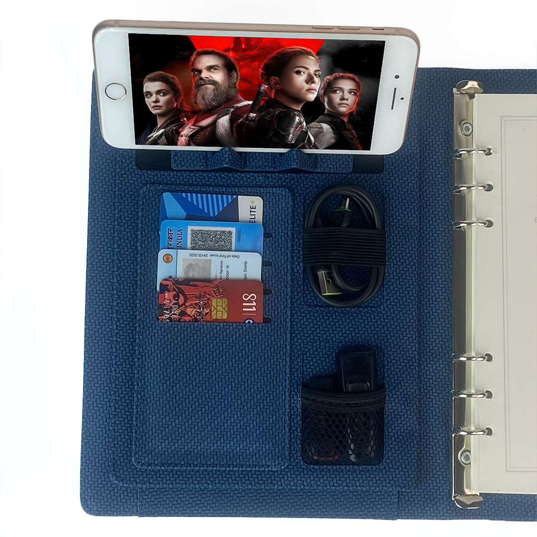 Sparq Smart – Wireless Charging Powerbank Ringbinder Notebook - Navy Blue