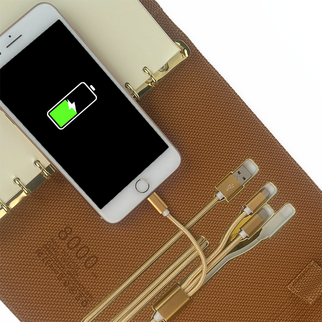 Sparq Smart – Wireless Charging Powerbank Ringbinder Notebook - Tan