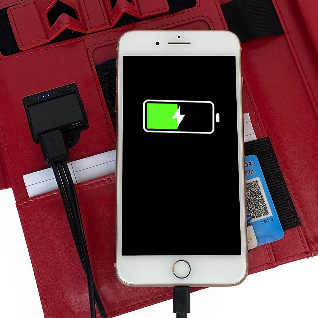 Next Gen - Smart Wireless Charging 8000 mAh Powerbank Notebook with 16 GB Pendrive - (Free Name Personalisation) - Red